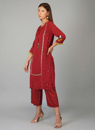 Garnet flower sequin garnet tunic and pants