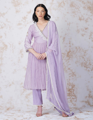 Baroque work lavender angrakha set