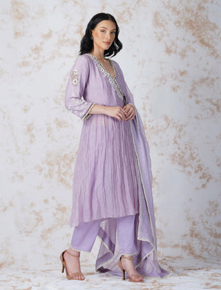 Baroque work lavender angrakha set