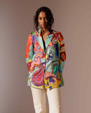 Island embroidered blazer