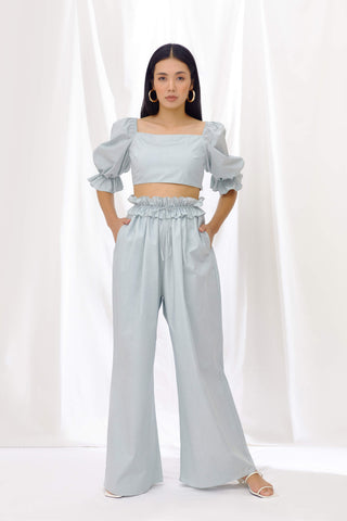 Seafoam crop top and drawstring pants