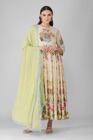 Kora sky garden printed anarkali set