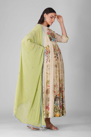 Kora sky garden printed anarkali set