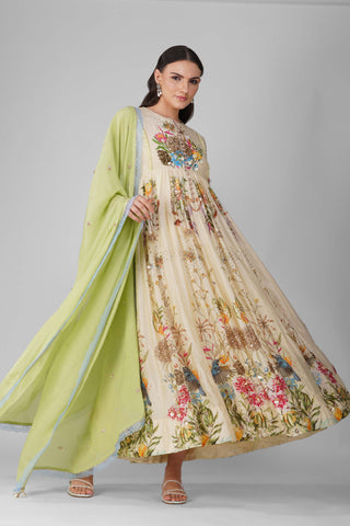 Kora sky garden printed anarkali set