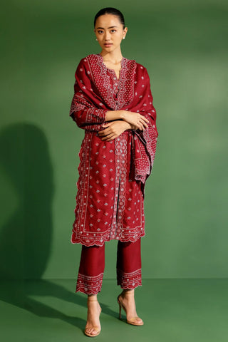 Maroon tate kurta set