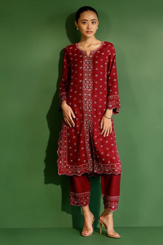 Maroon tate kurta set