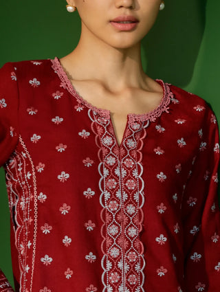 Maroon tate kurta set