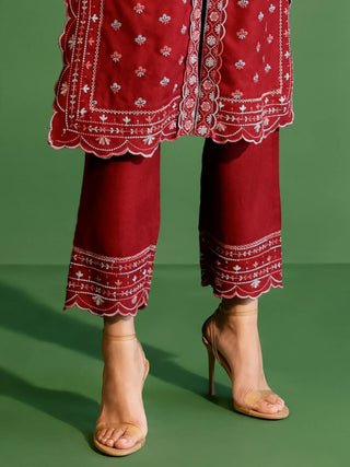 Maroon tate kurta set