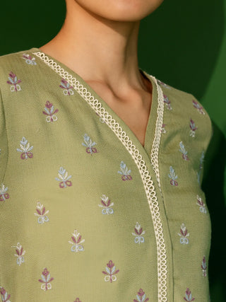 Green wren kurta set