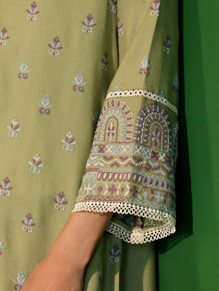 Green wren kurta set