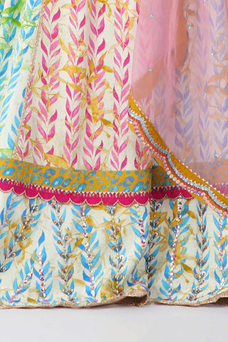 Multicolor leaf print lehenga set