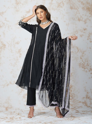 Black a-line kurta set