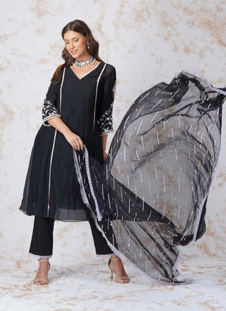 Black a-line kurta set