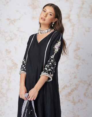 Black a-line kurta set