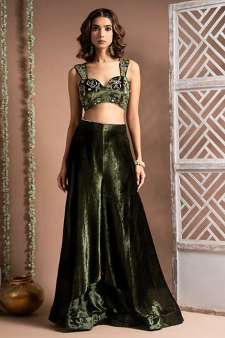 Green velvet indo palazzo set