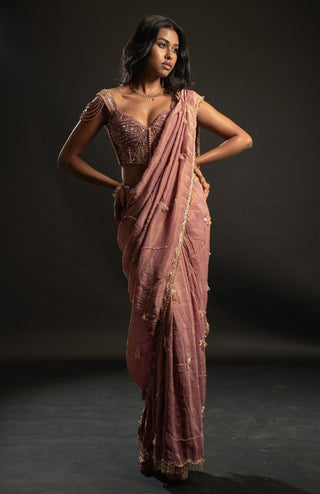 Dusty rose saree set