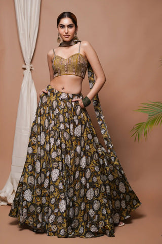 Forest digital print lehenga set