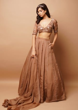 Golden brown lehenga set