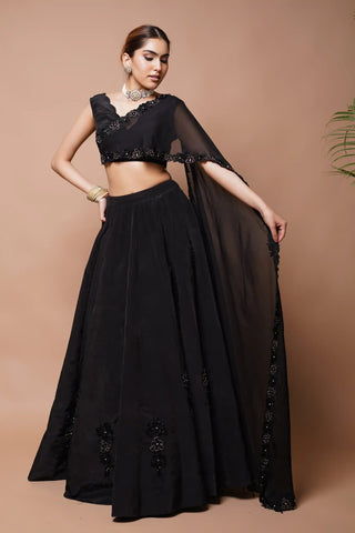 Black cutwork lehenga and blouse