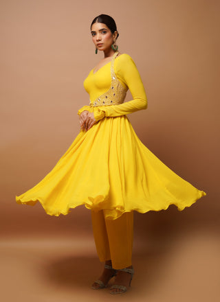 Yellow anarkali suit set