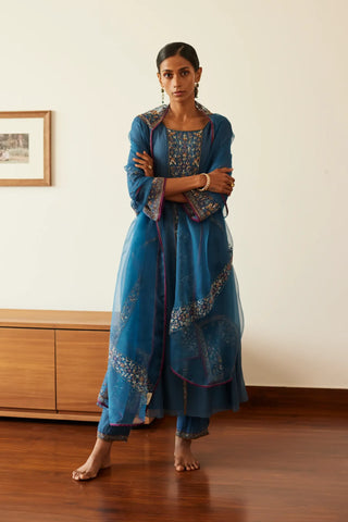 Blue adree kurta set