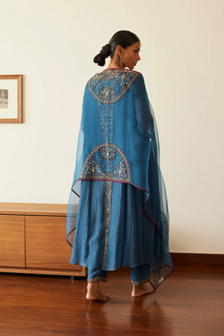 Blue adree kurta set