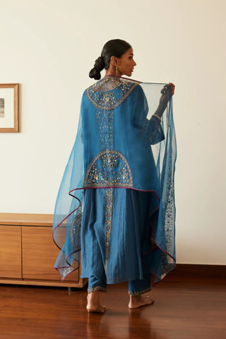 Blue adree kurta set