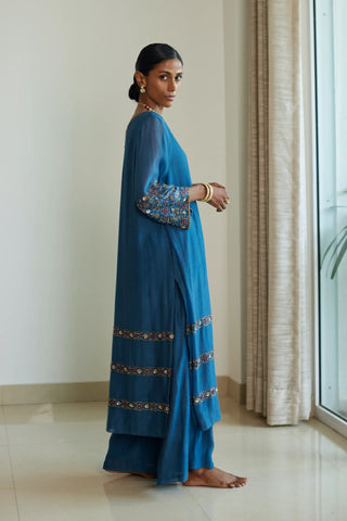 Blue rekha kurta set