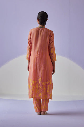 Coral pleat kurta set