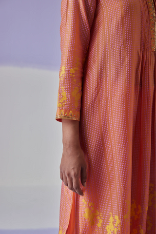 Coral pleat kurta set