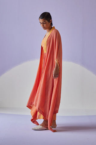 Coral crinkled cape set