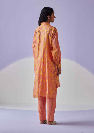 Coral printed tunic and trouser