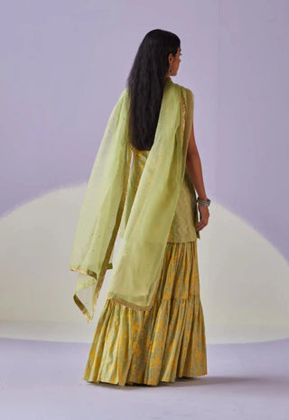 Green tiered sharara set