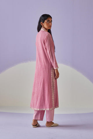 Rose pink crinkled kurta set