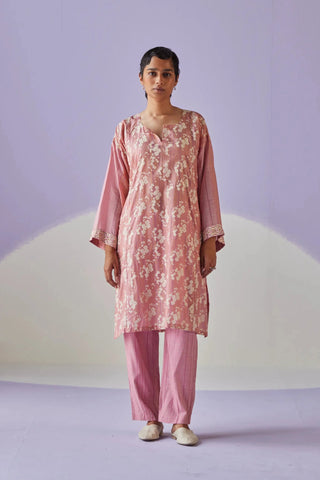 Rose pink antifit kurta set