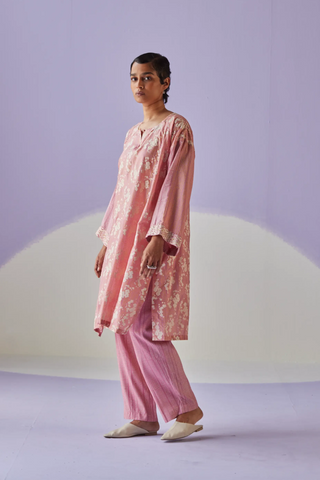 Rose pink antifit kurta set