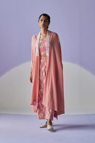 Rose pink crinkled cape set