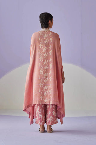 Rose pink crinkled cape set