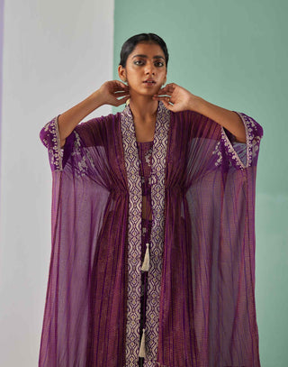 Purple cape, blouse and sharara set