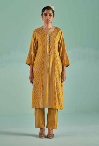 Ochre straight kurta and trouser