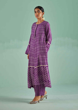 Purple a-line kurta and trouser