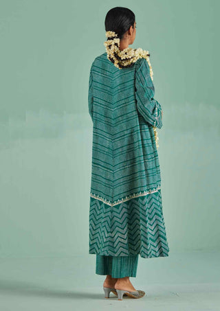 Emerald green a-line kurta and trouser