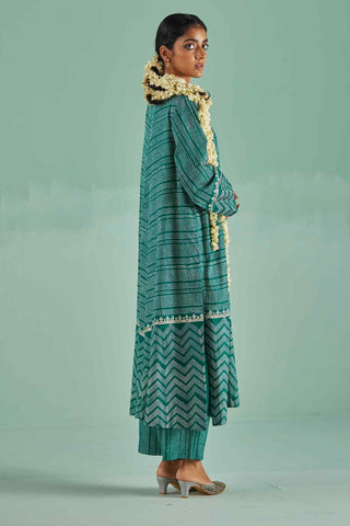 Emerald green a-line kurta and trouser