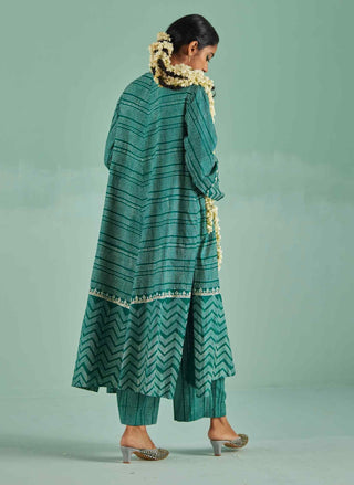 Emerald green a-line kurta and trouser