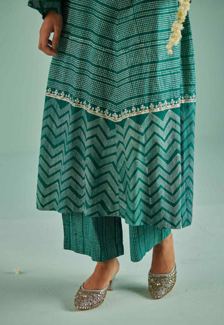 Emerald green a-line kurta and trouser