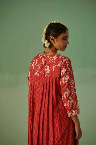 Red printed kurta and trouser