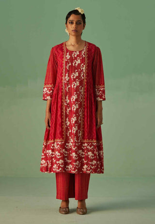 Red anti-fit kurta and trouser