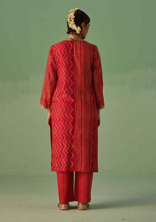 Red straight kurta and trouser