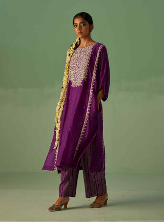 Purple yoke kaftan, inner and trouser