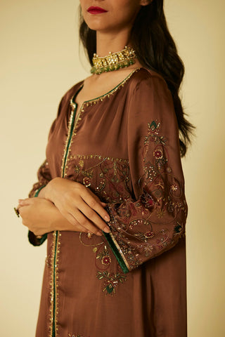 Brown farida kurta set